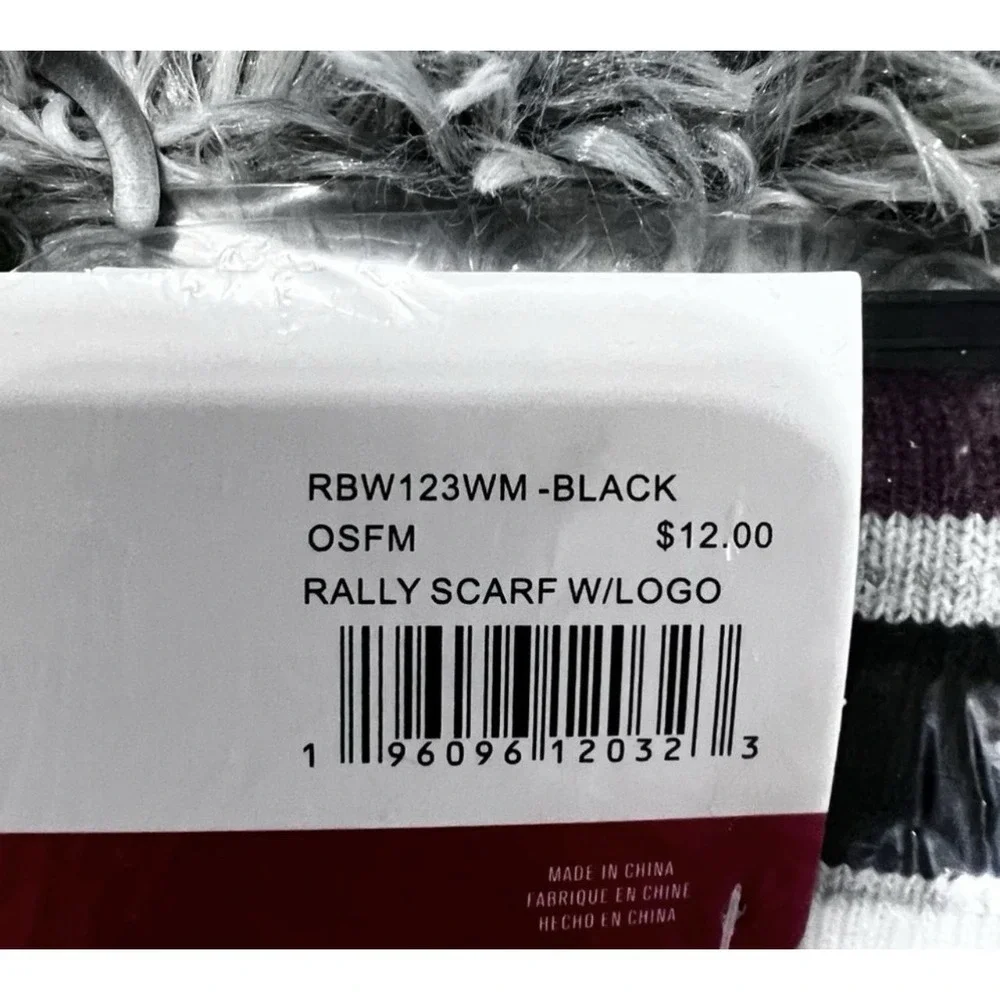 Reebok Rally Scarf Burgundy Black Gray And White- NEW -OSFM